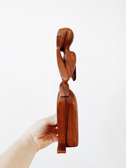 Vintage Wooden Thinker Sculpture