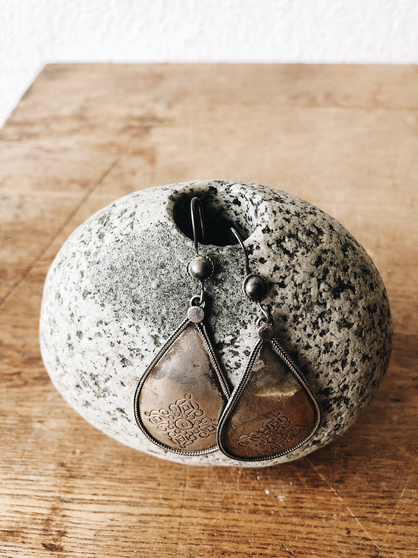 Vintage Mexican Silver Teardrop Earrings