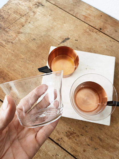 Bauhaus Glass and Copper Mug Pair