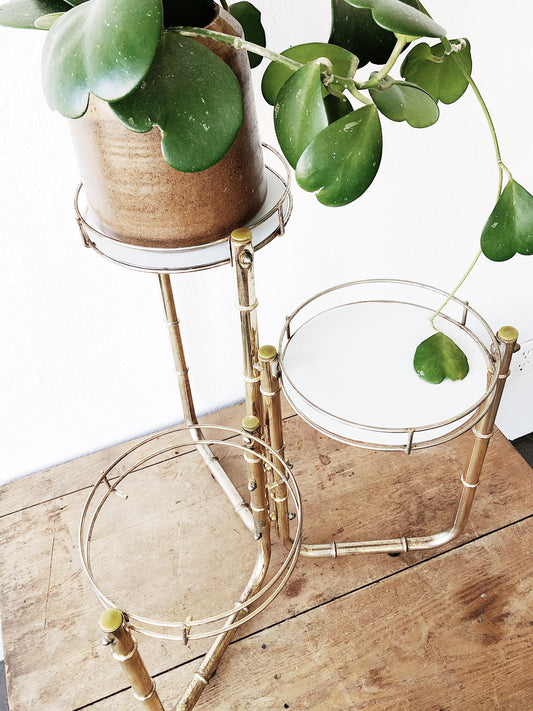 Vintage Brass Tiered Plant Stand