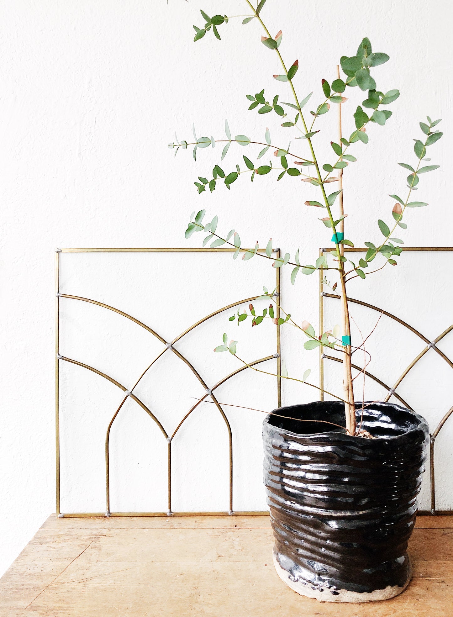 Vintage Leaded Brass Window - single