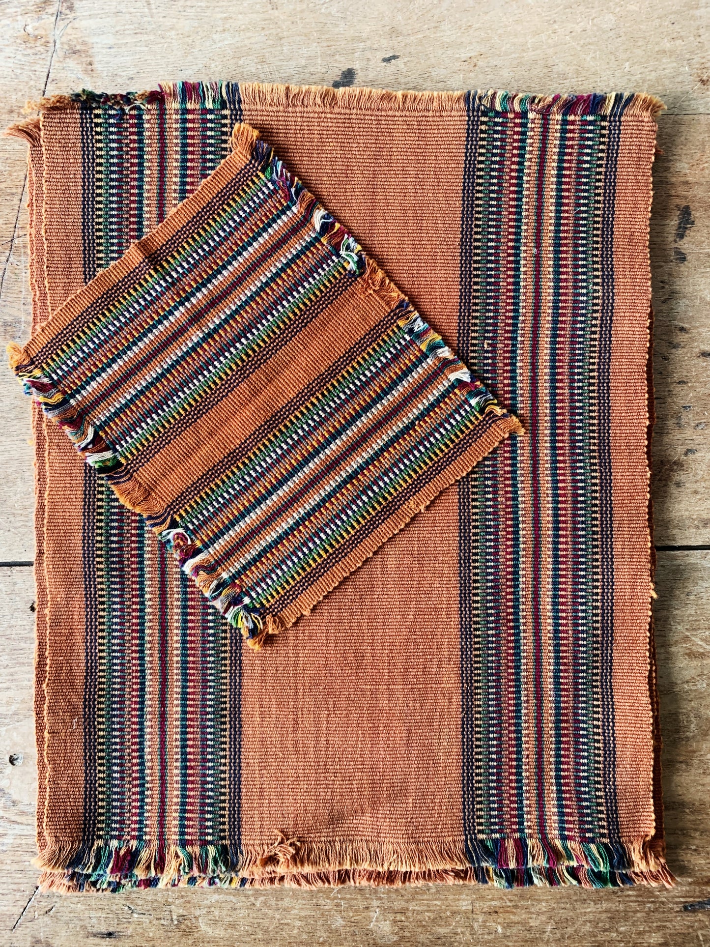 Vintage Woven Placemats with Napkins Set of Six