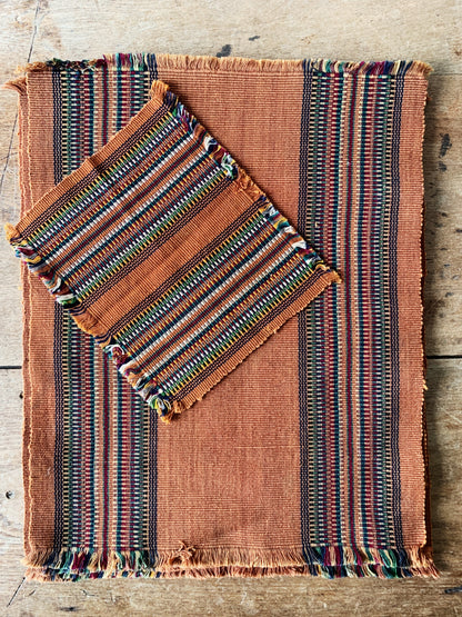 Vintage Woven Placemats with Napkins Set of Six