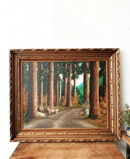 Large Mid Century Wildlife Painting