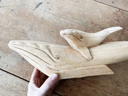 Carved Wood Whale ad Baby