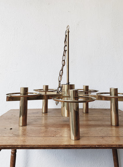 Sonneman Mid century Brass Chandelier