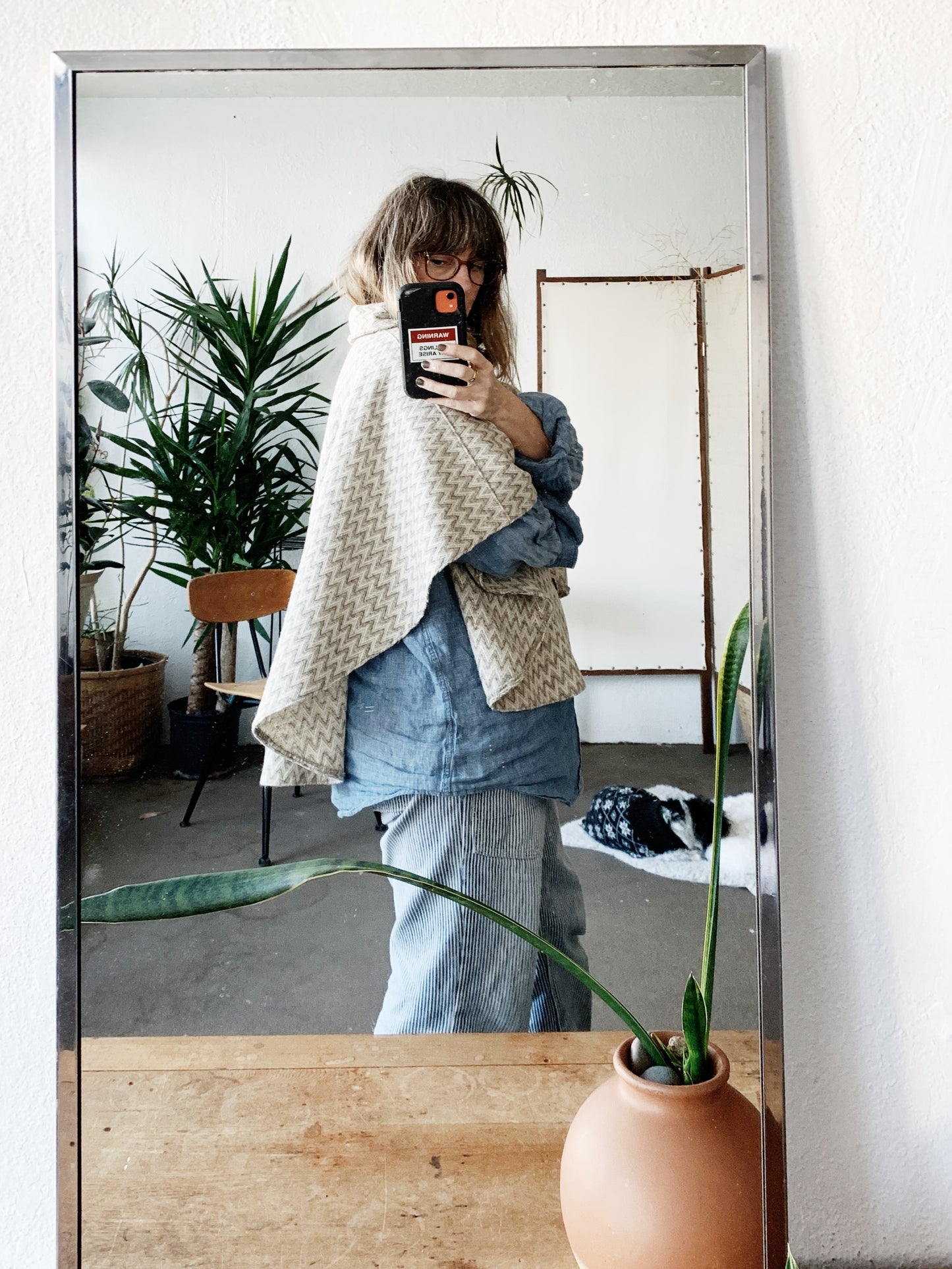 Vintage Chevron Wool Poncho