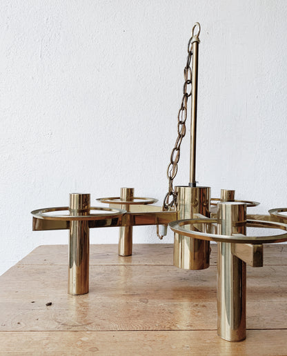Sonneman Mid century Brass Chandelier