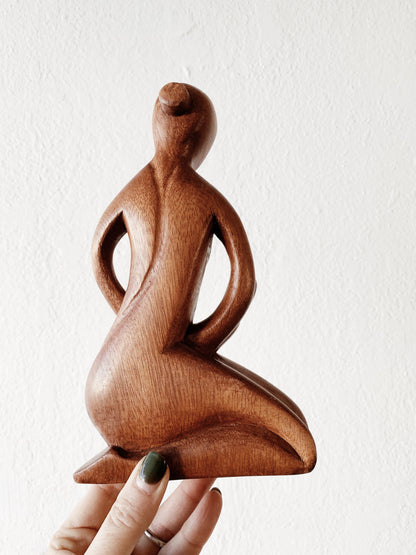 Vintage Wood Mother and Child Statue