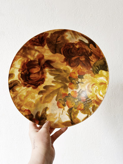 Mid Century Floral Fiberglass Serving Bowl