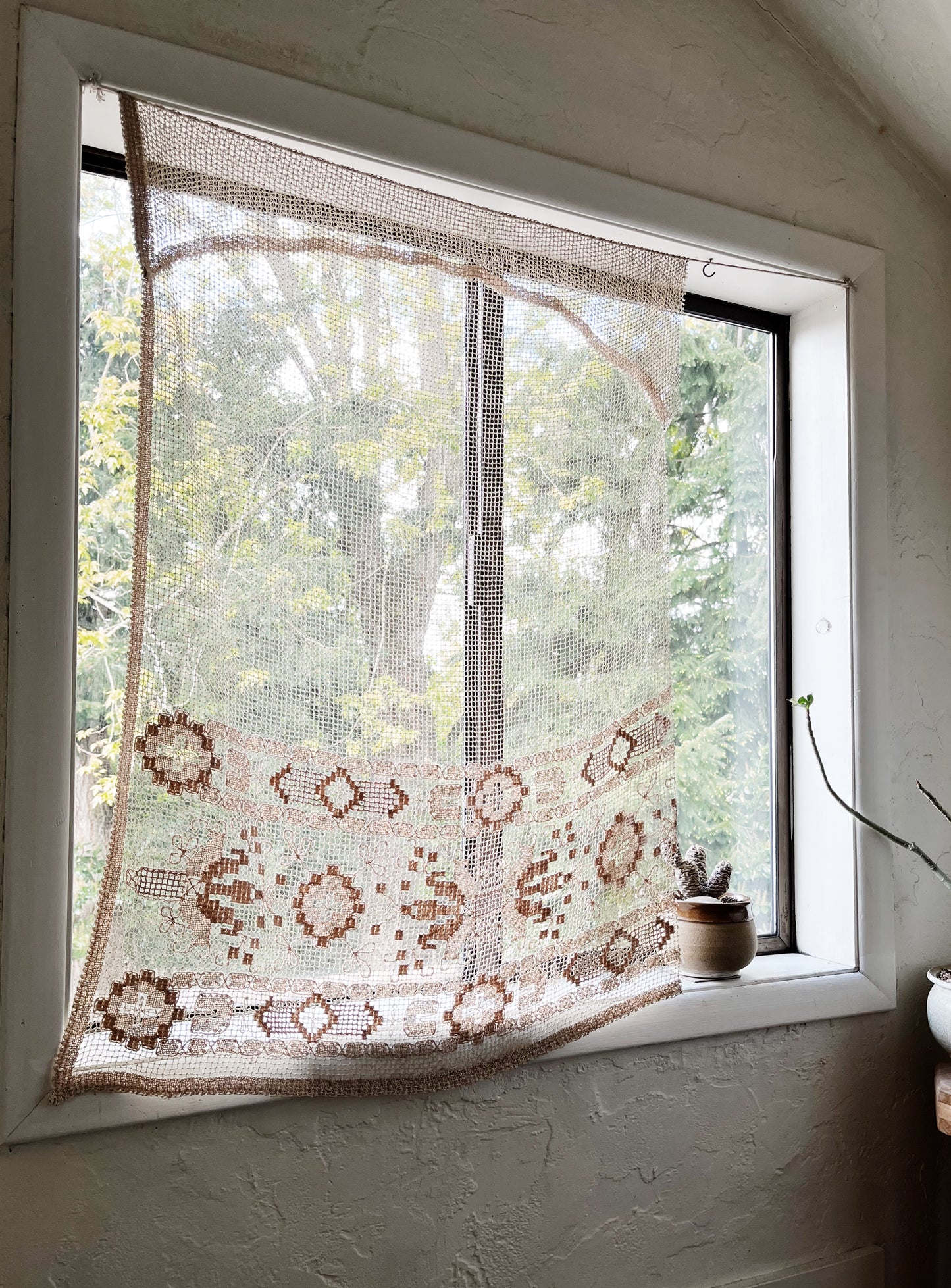 Antique Tatted Curtain Panel
