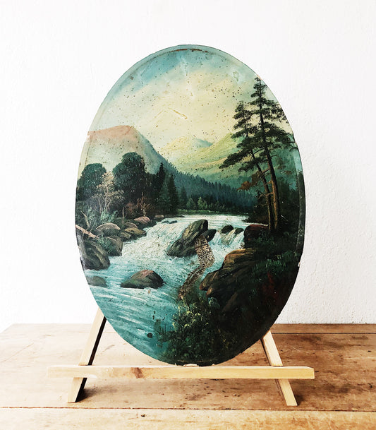 Antique Oil Painting with Easel