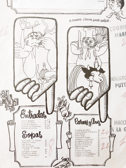 Whimsical Mexican Italian Menu Art