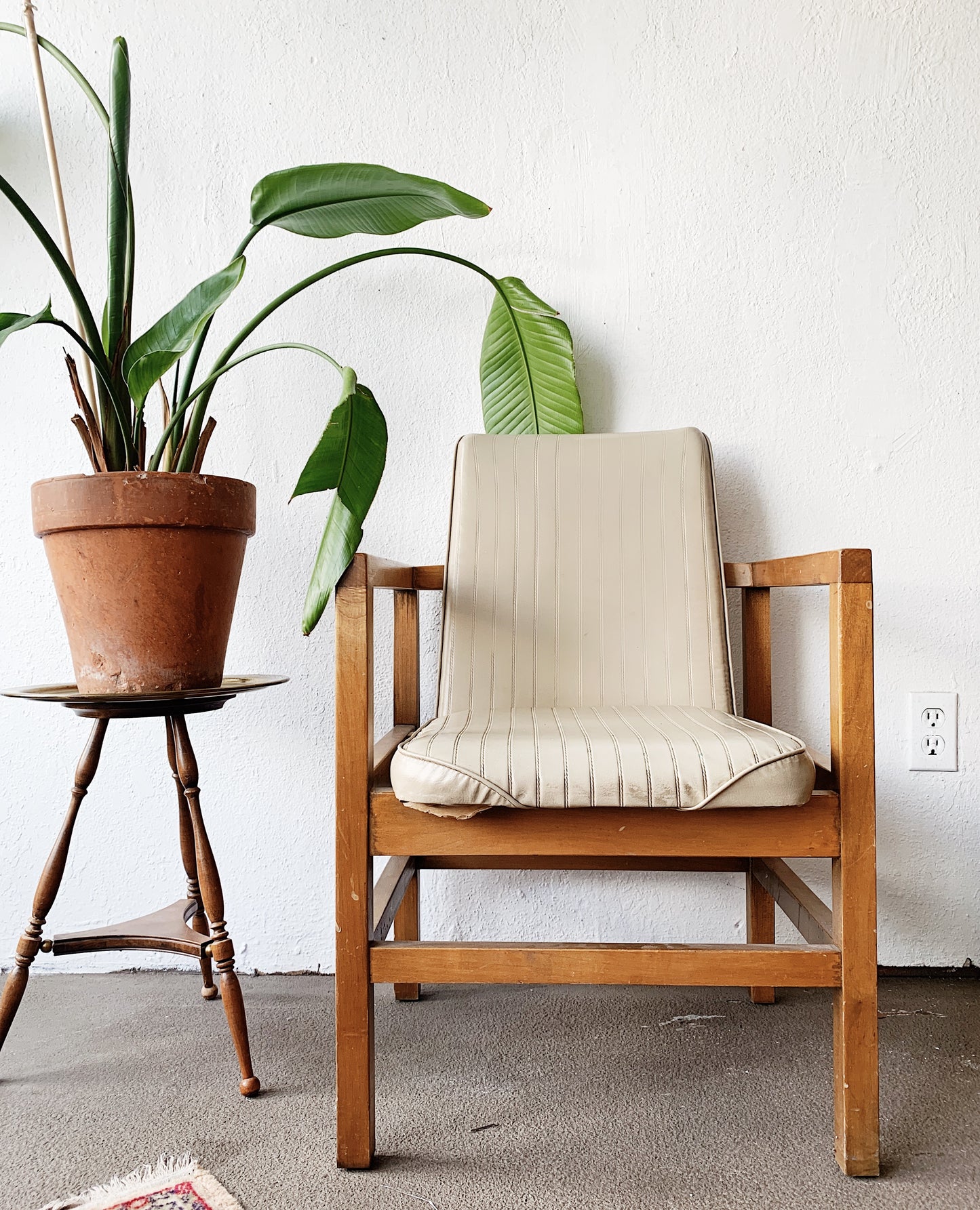 Vintage Wood Framed Vinyl Side Chair