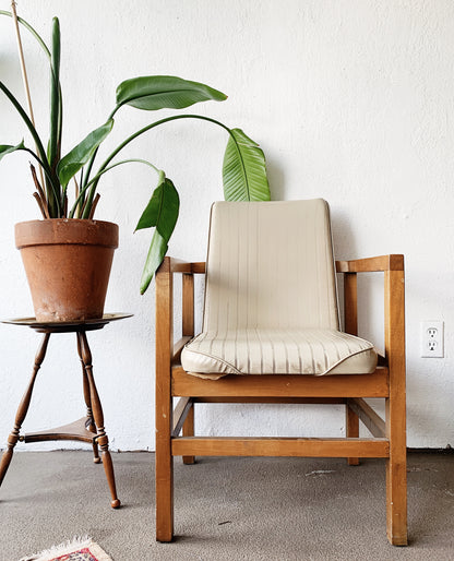 Vintage Wood Framed Vinyl Side Chair
