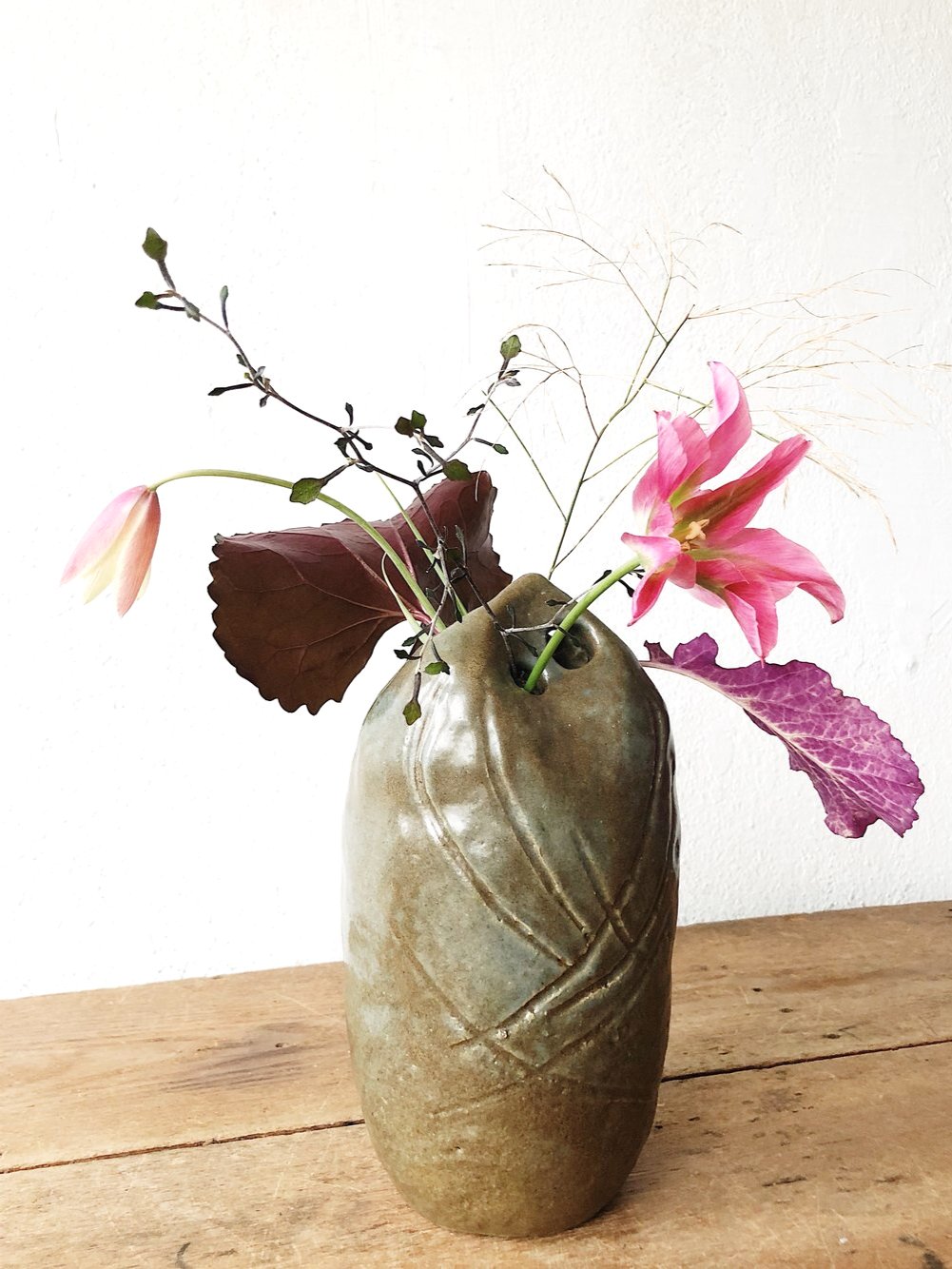 Handmade Brutalist Ikebana Vase