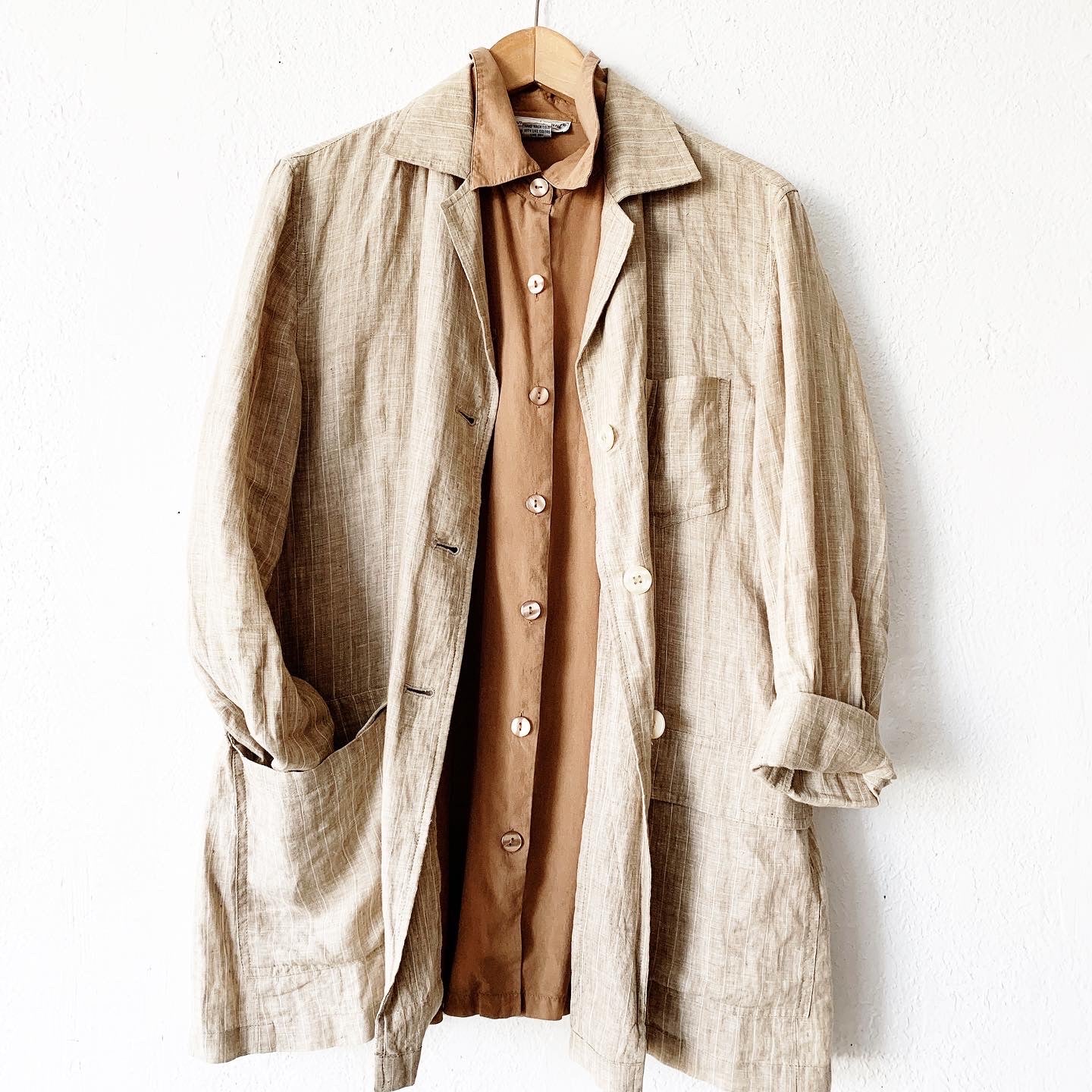 Vintage Pinstriped Linen Blazer