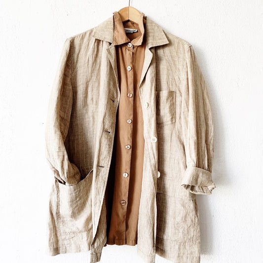 Vintage Pinstriped Linen Blazer
