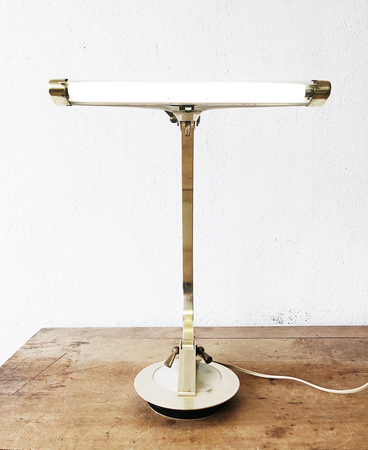 Vintage Brass and Enamel Lamp