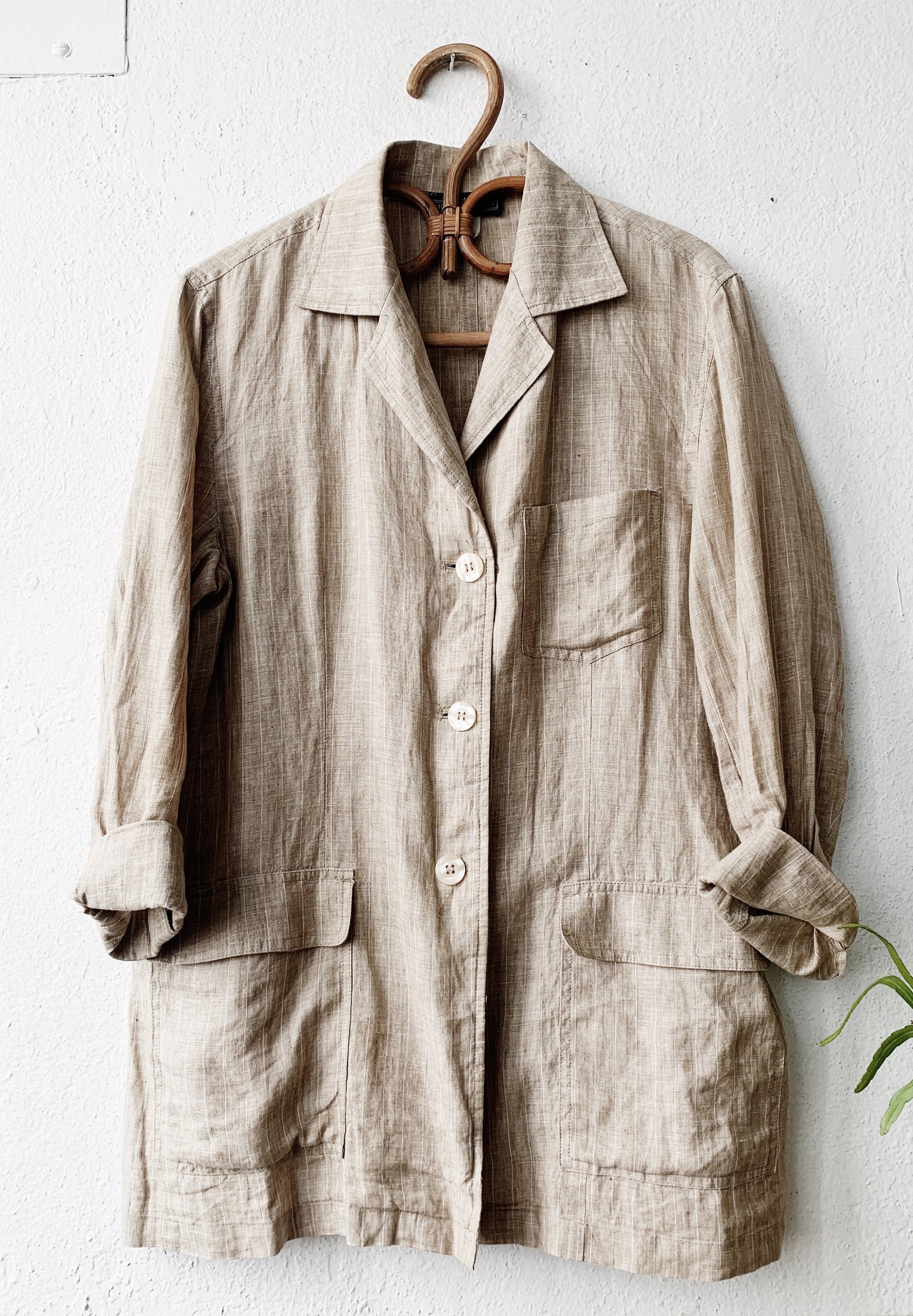 Vintage Pinstriped Linen Blazer