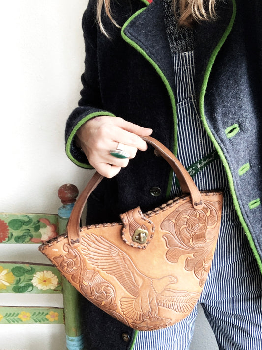 Vintage Tooled Leather Handbag