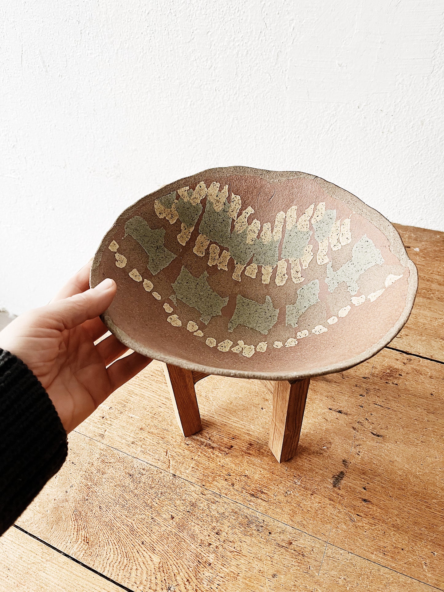 M Simon Vintage Ceramic Bowl with Stand