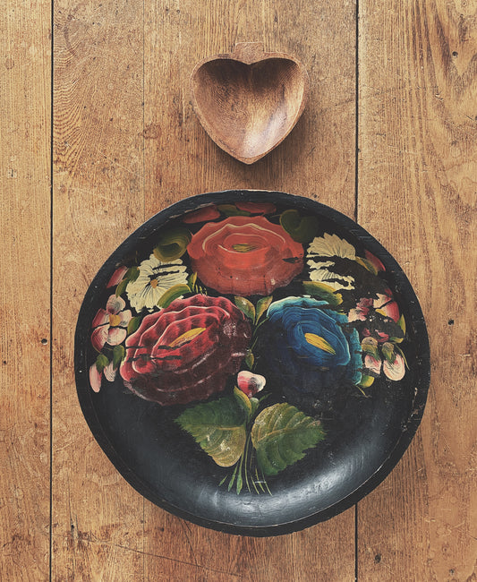 Vintage Hand Painted Folk Wood Tray