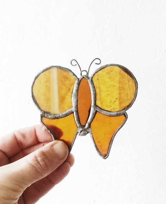 Vintage Stained Glass Suncatcher Butterfly