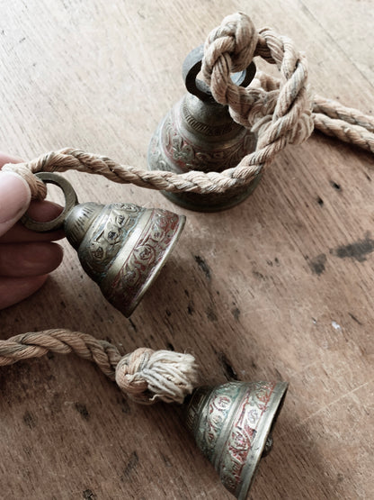 Vintage Incised Brass Temple Bells