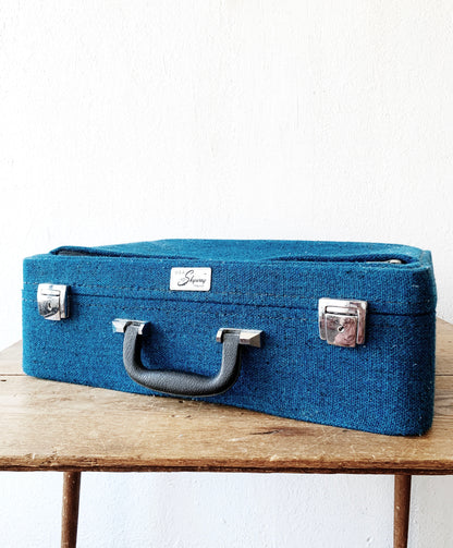 Mid Century Royal Blue Skyway Suitcase with Keys