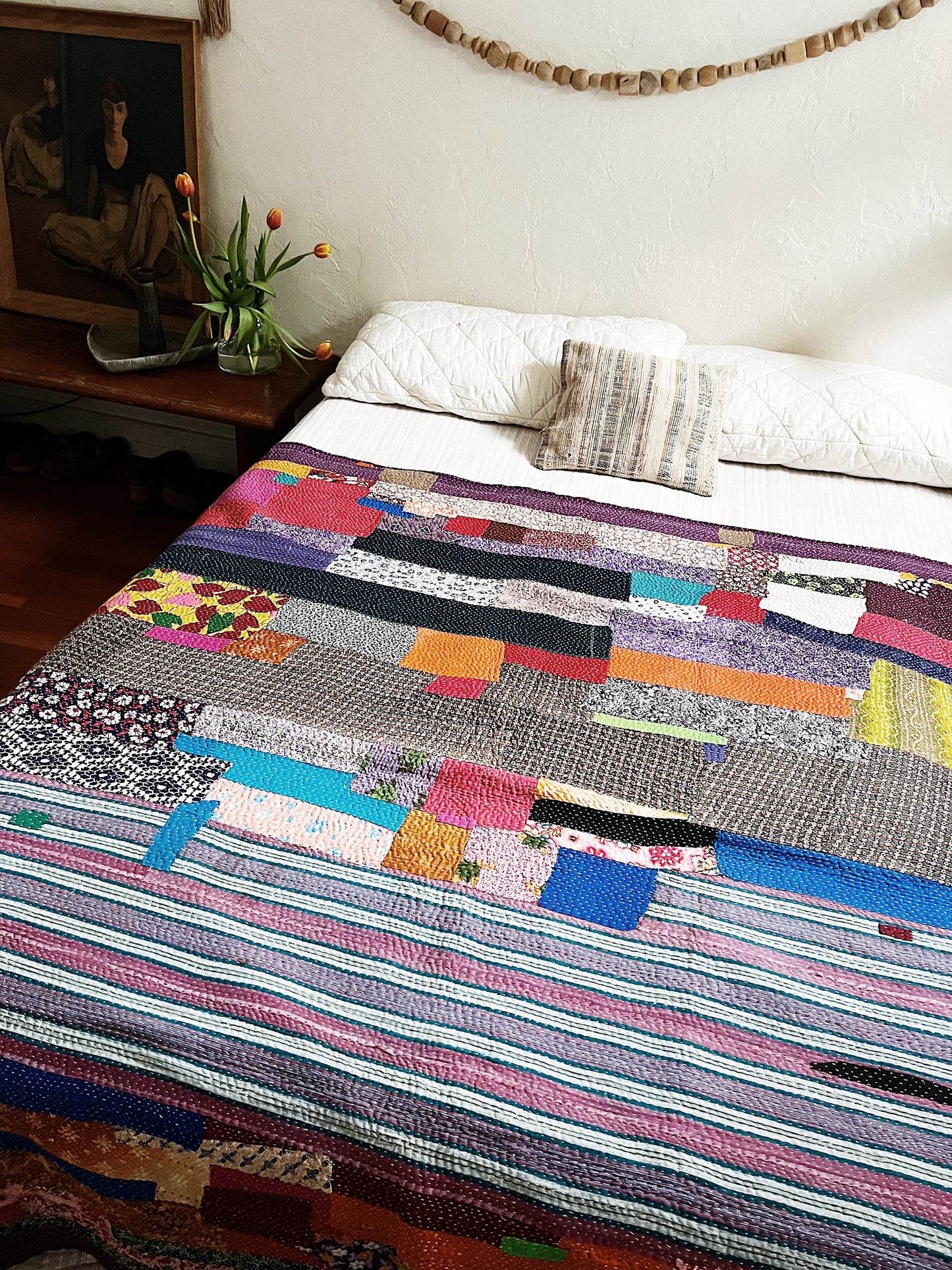 Handmade Cotton Kantha Quilt