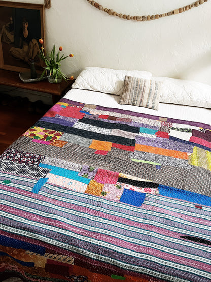 Handmade Cotton Kantha Quilt