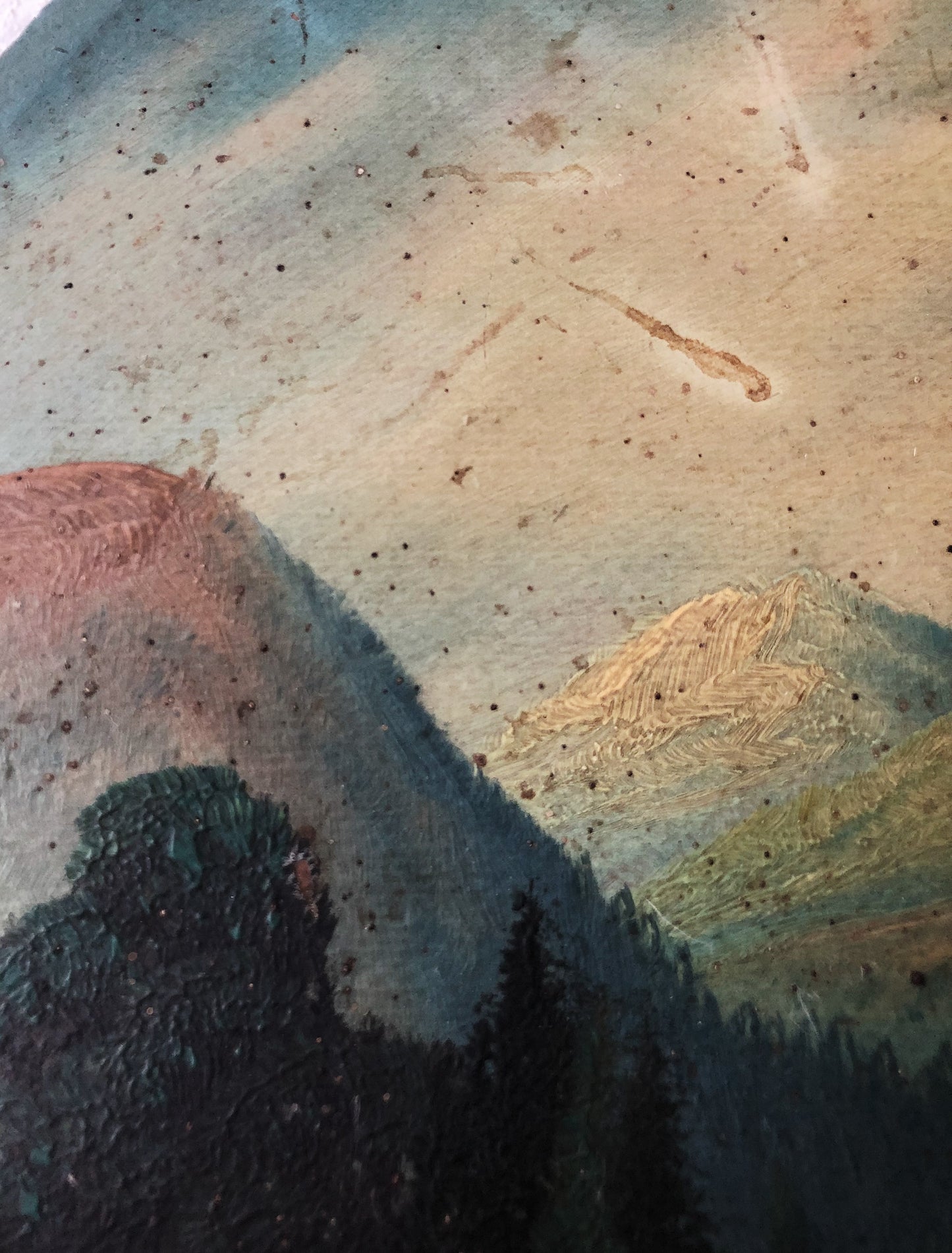 Antique Oil Painting with Easel