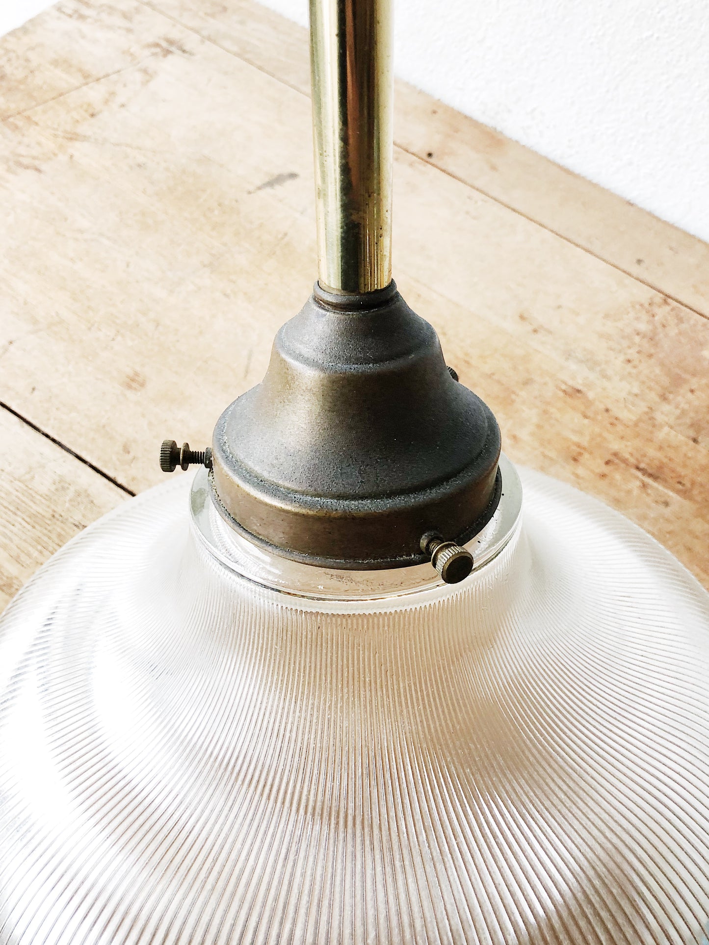 Vintage Reed Glass Pendant Lamp