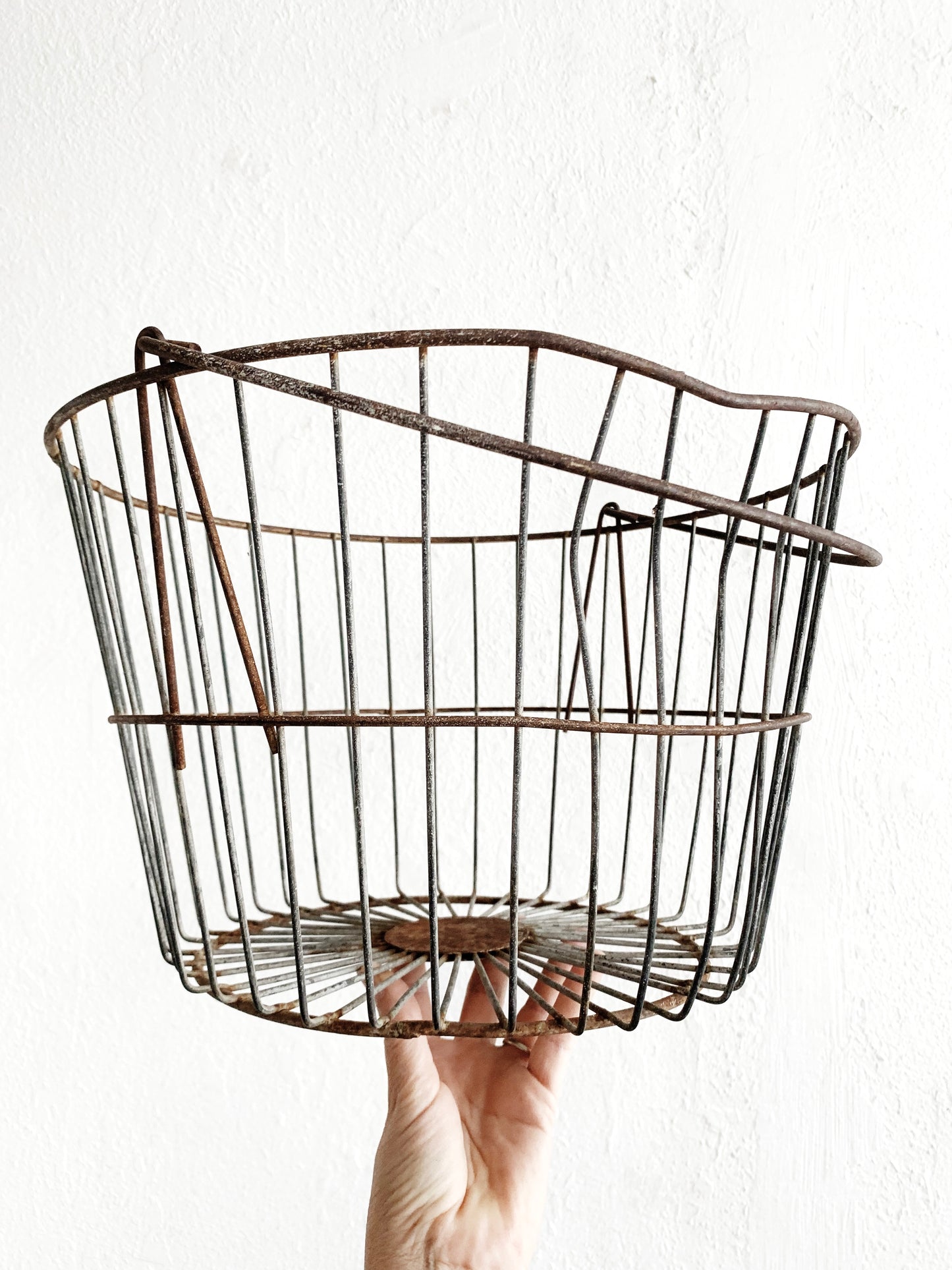 Large Antique Metal Egg Basket