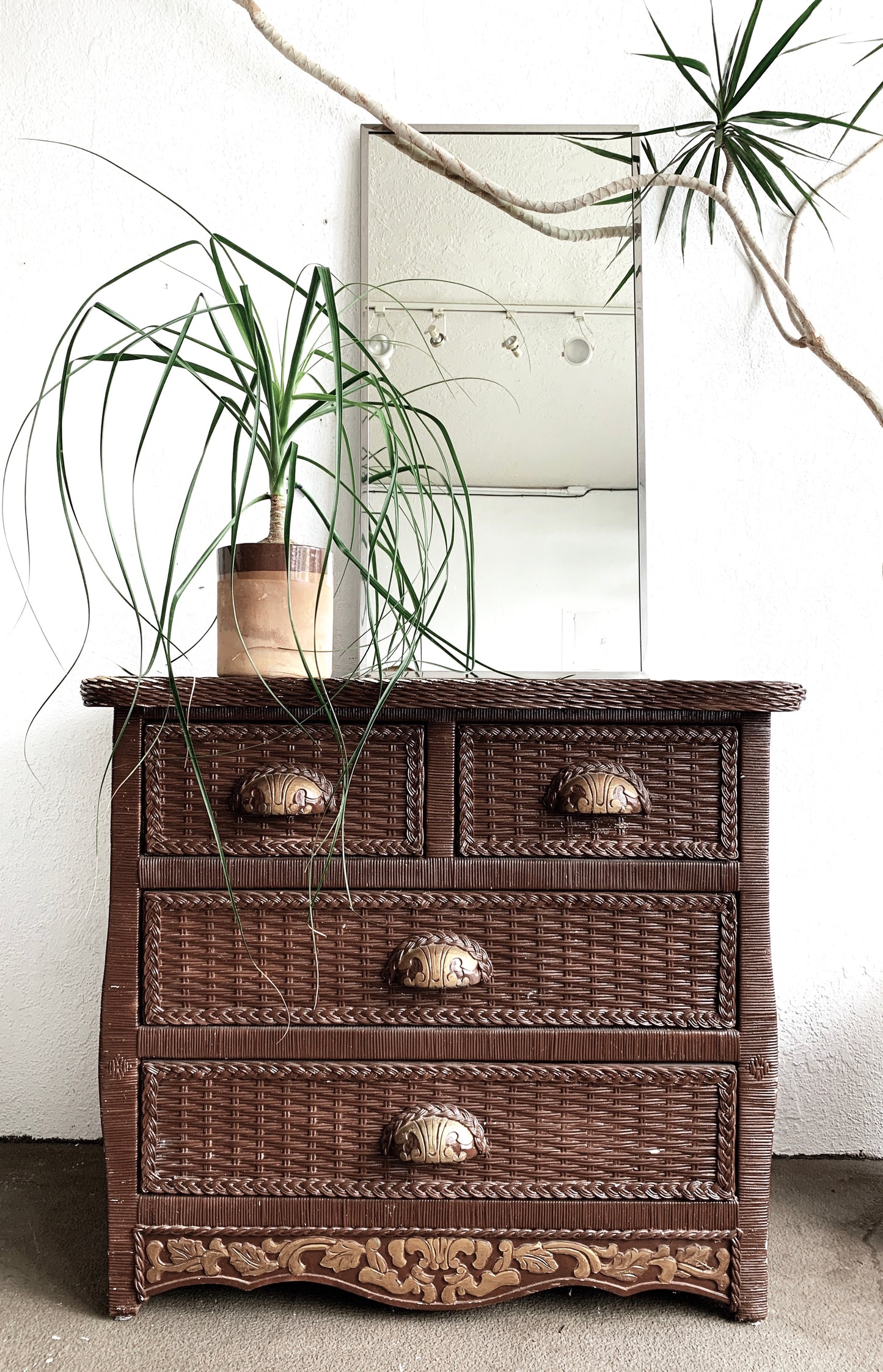 Vintage Wood Framed Chest of Drawers