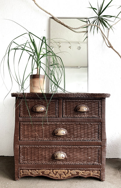 Vintage Wood Framed Chest of Drawers