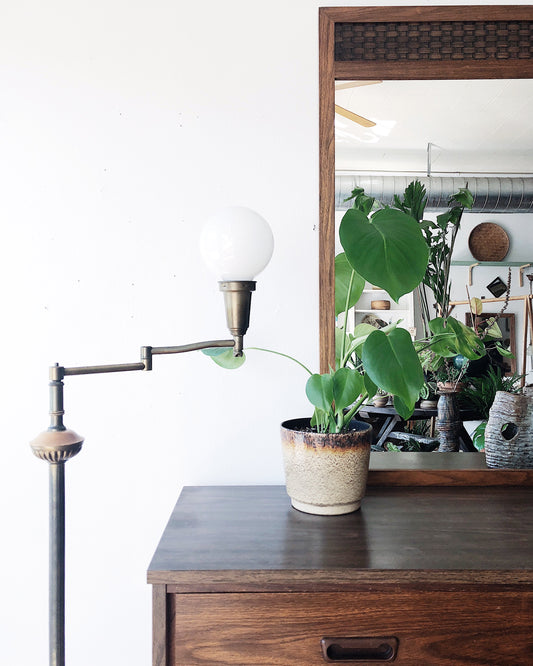 Vintage Brass Swing Arm Floor Lamp