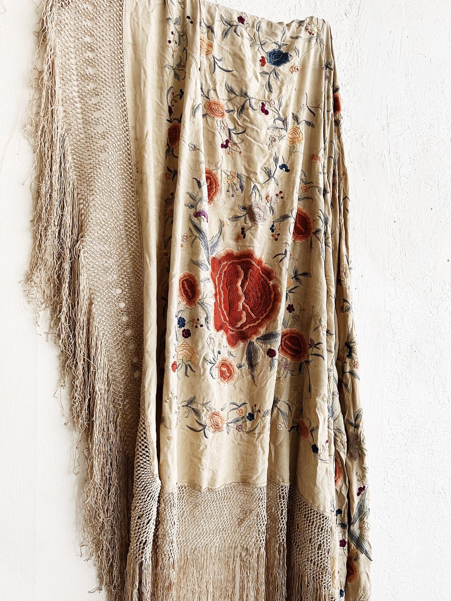 Antique Embroidered Silk Textile