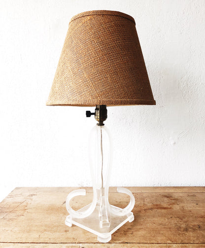 Vintage 1950s Lucite Lamp with Shade