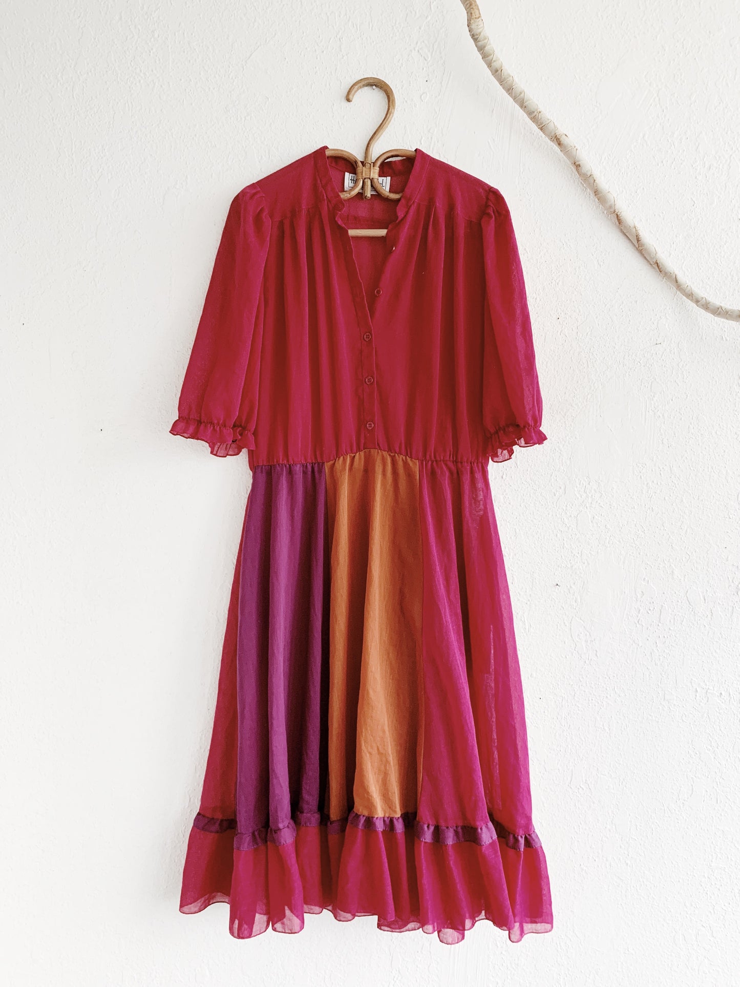 1970’s The Hirsh Girl Sheer Color Block Dress