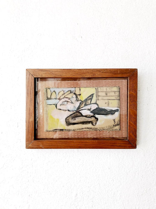 Original Nude Pastel in Antique Frame