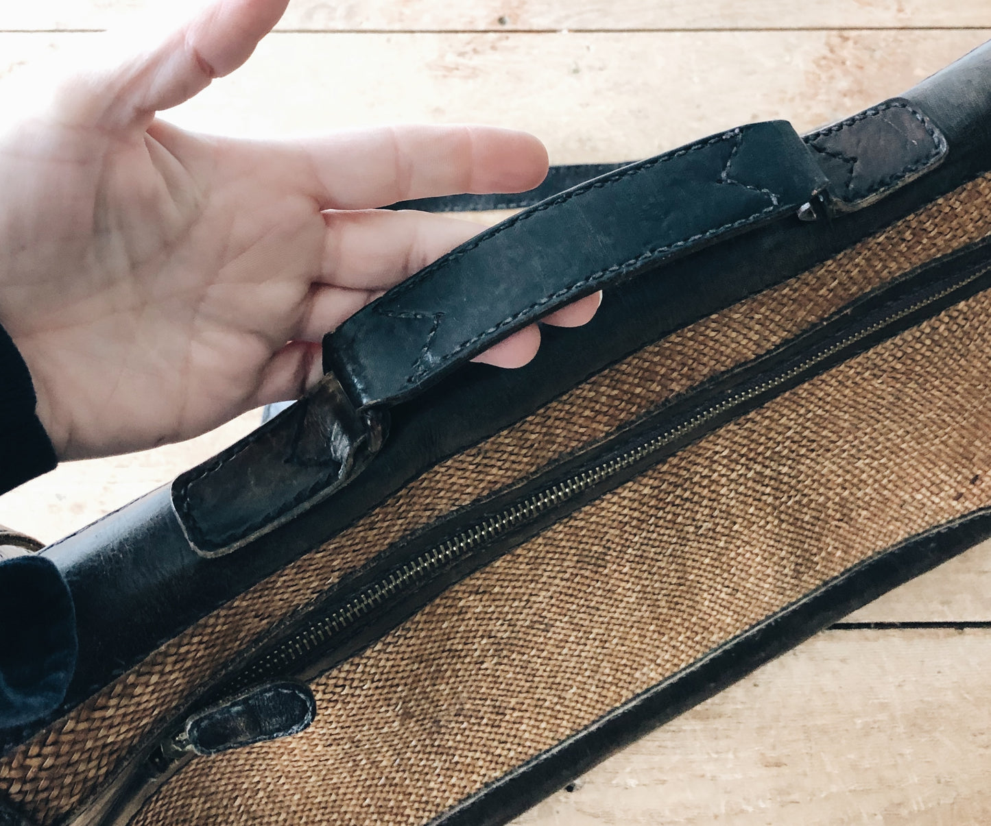 Vintage Leather and Straw Briefcase