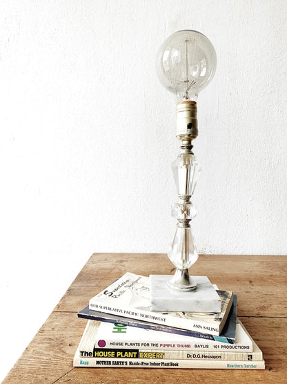 Mid Century Cut Glass Lamp with Marble Base