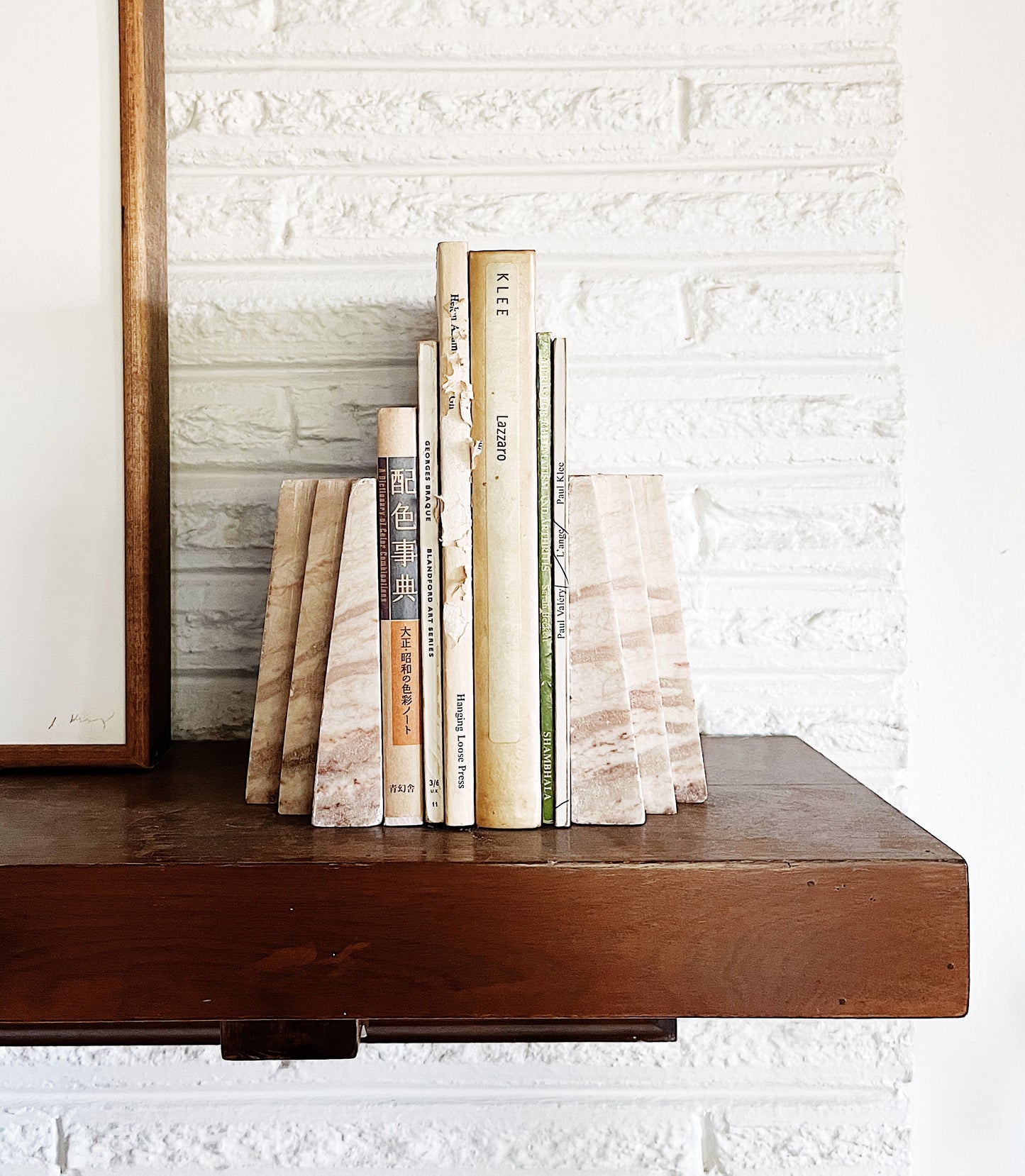 Vintage Pink Marble Bookends