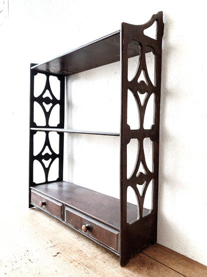 Antique Wood Shelf with Drawers