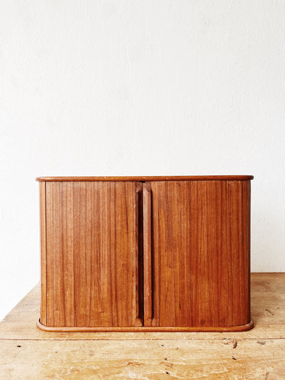 Vintage Teak Tambour Wall Cubby