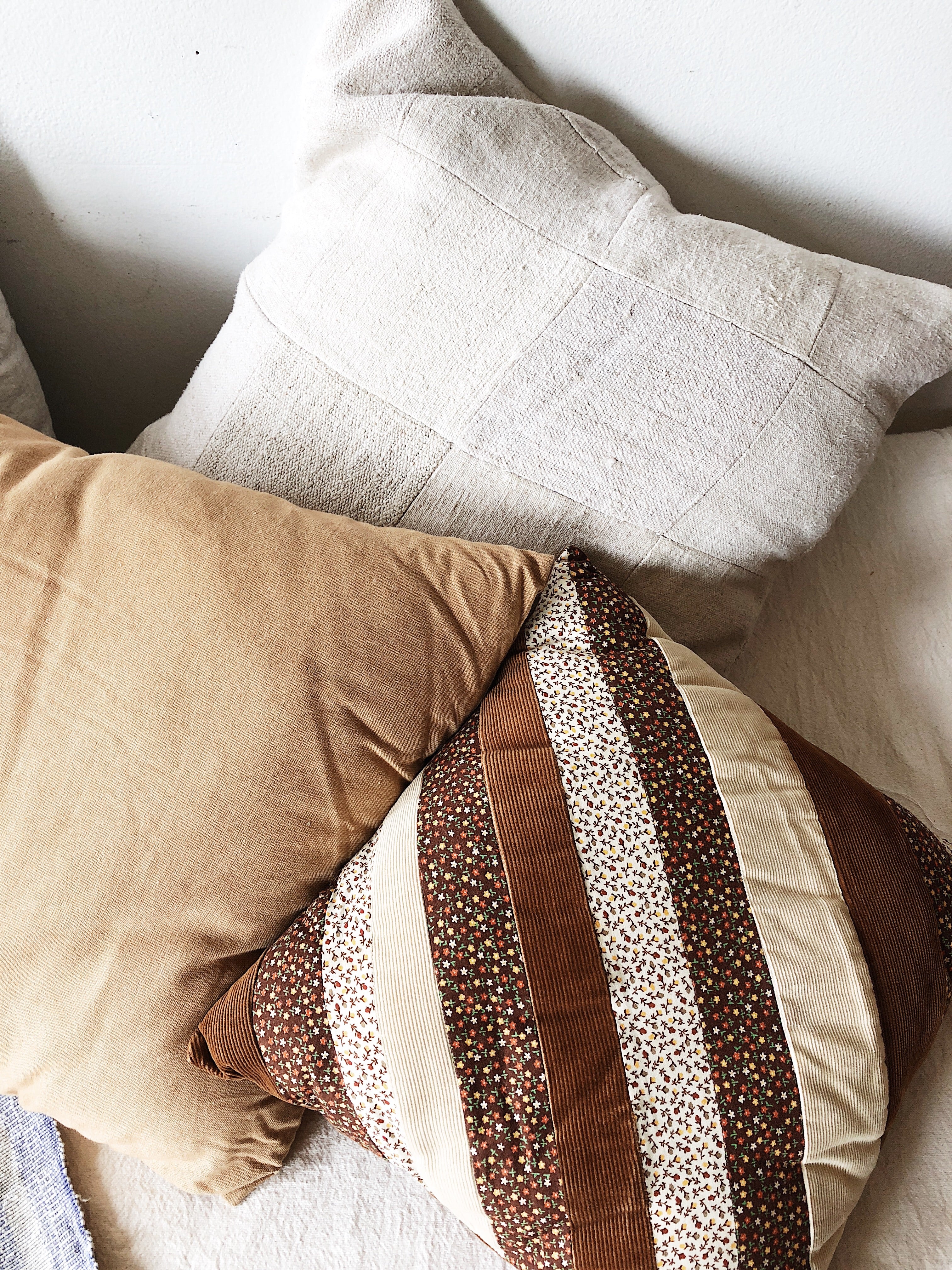 Handmade Patchwork Homespun Cotton Pillow - Thumbnail 2