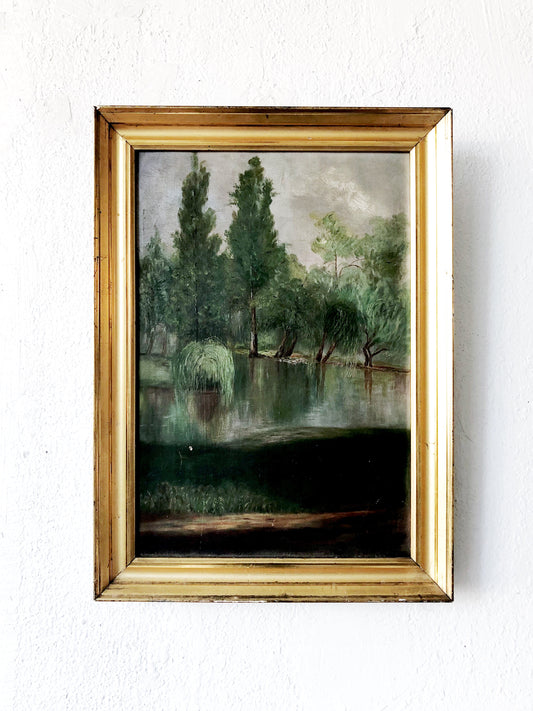 Antique Forest Park Landscape Painting