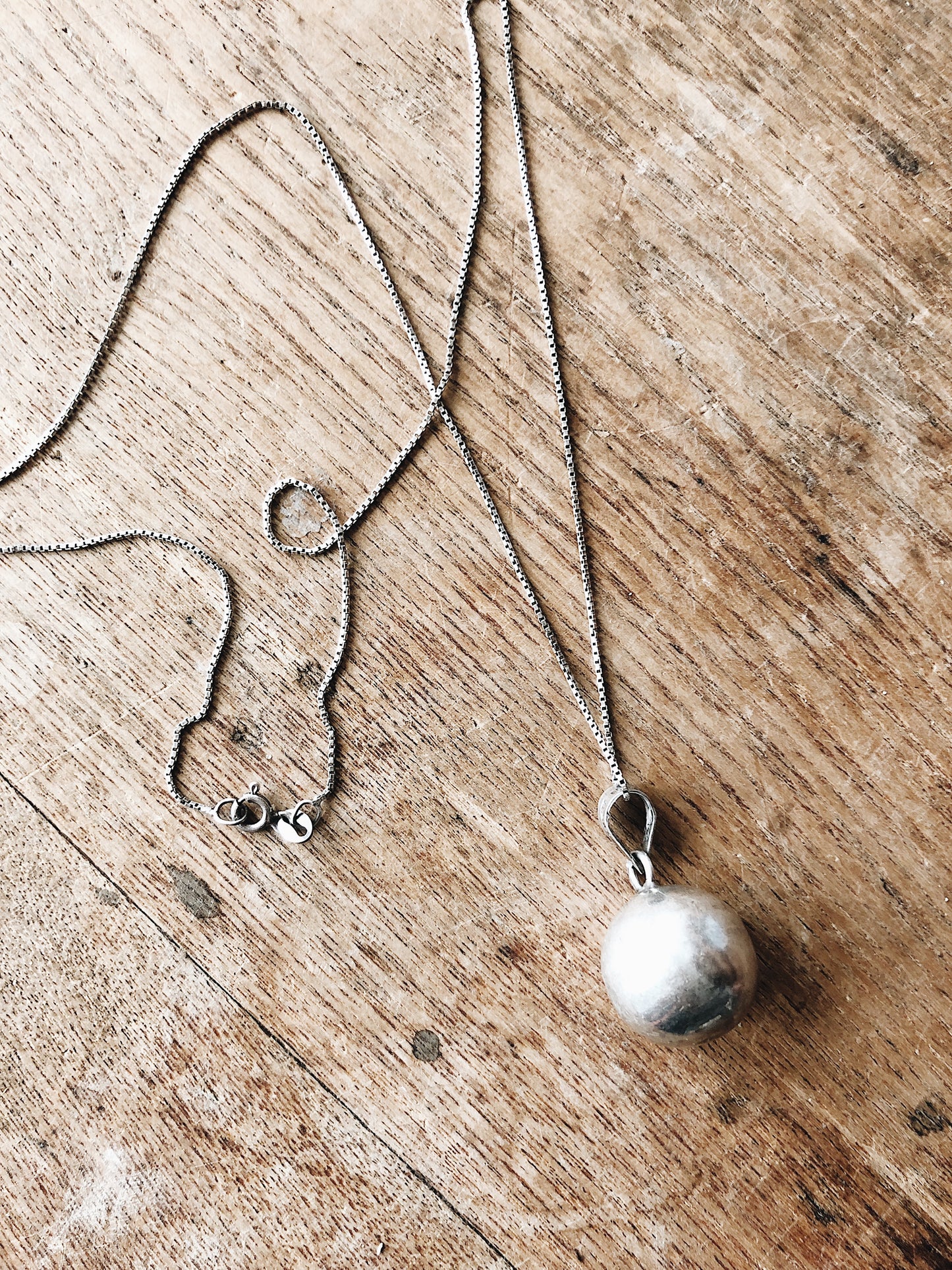 Mid Century Sterling Ball Charm and Chain